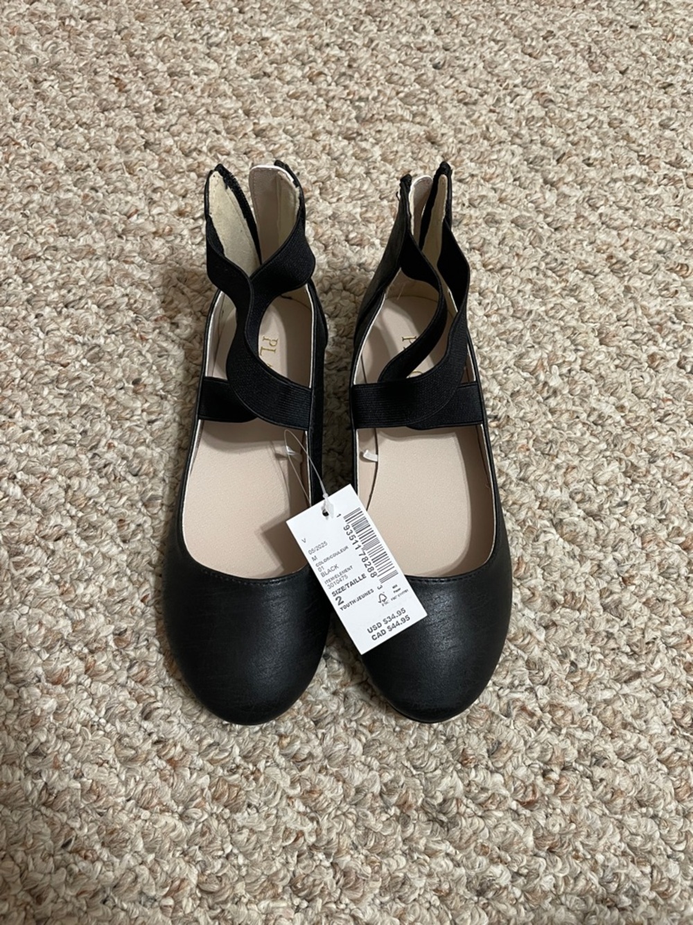 The Children's Place Black Ballet Flats with Crisscross Ankle Straps